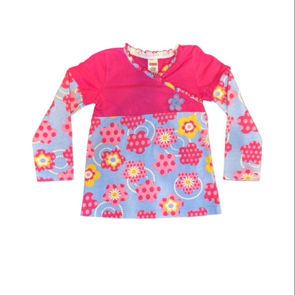 Fisher-Price Girls Long Sleeve Shirt | Size 4T | Pink & Blue Floral Top